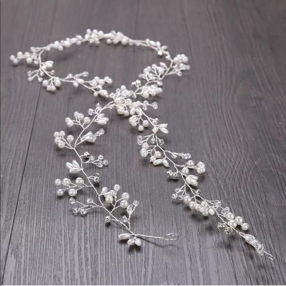 NWT Hair Vine Bridal Crystal Pearl Chain Headpiece Bride Wedding Photoshoot main image 8